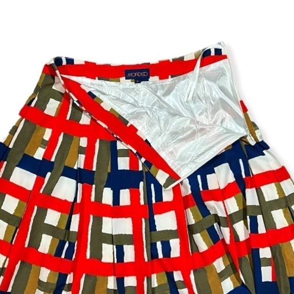 Mordicci Abstract Plaid Print A-Line Skirt sz S - Picture 5 of 10
